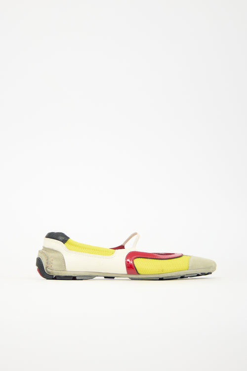 Prada Vintage Sport Leather & Mesh Flat