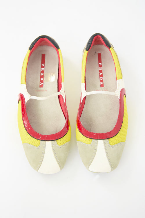 Prada Vintage Sport Leather & Mesh Flat
