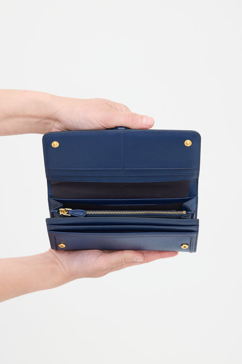 Prada Vitello Move Leather Long Wallet