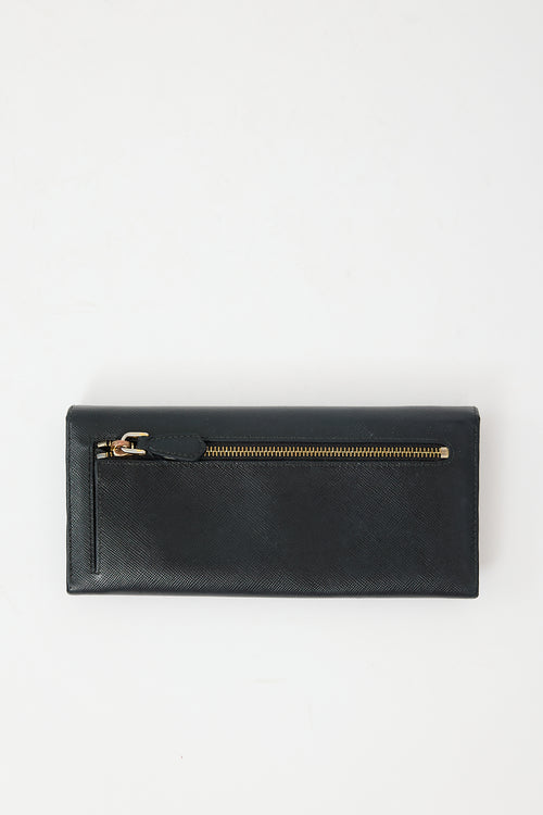 Prada Black Saffiano Leather Long Wallet