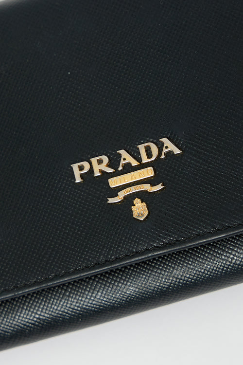 Prada Black Saffiano Leather Long Wallet