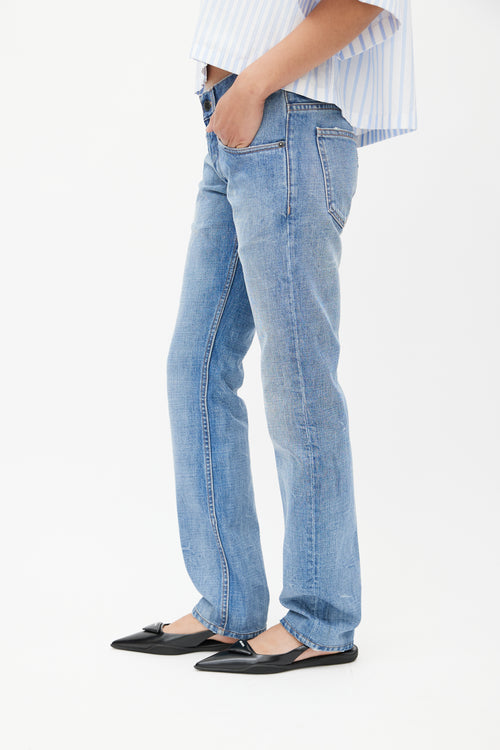 Prada Blue Washed Straight Leg Denim Jeans