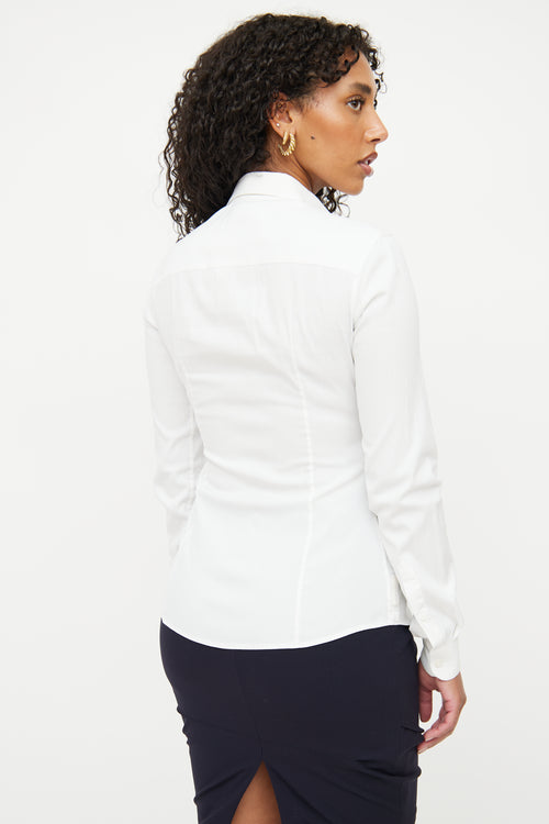 Prada White Button Long Sleeve Top