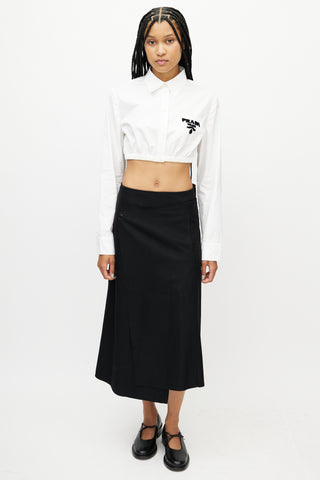 Prada White & Black Cropped Logo Shirt