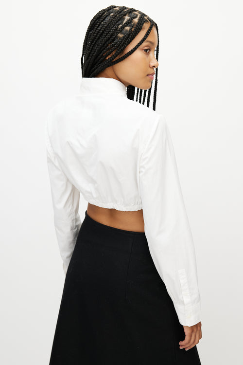 Prada White & Black Cropped Logo Shirt