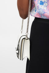 Prada White & Black Leather City Calf Ribbon Plex Bag