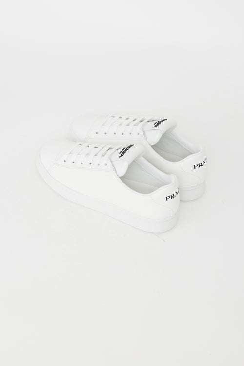 Prada White Leather Court Sneaker