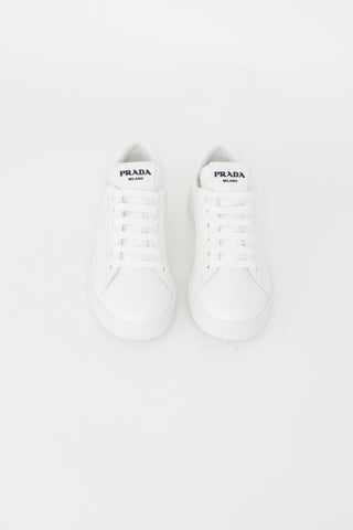 Prada White Leather Court Sneaker