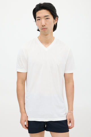 Prada White Embroidered Logo T-Shirt