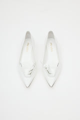 Prada White Floral Applique Leather Heel
