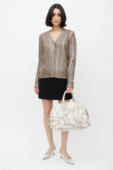 Prada White & Gold Patchwork Leather Bag