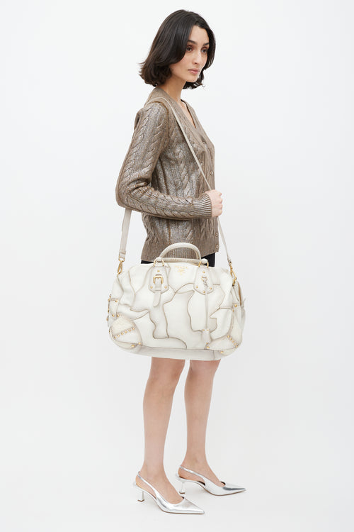 Prada White & Gold Patchwork Leather Bag