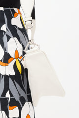 Prada White Leather Triangle Shoulder Bag