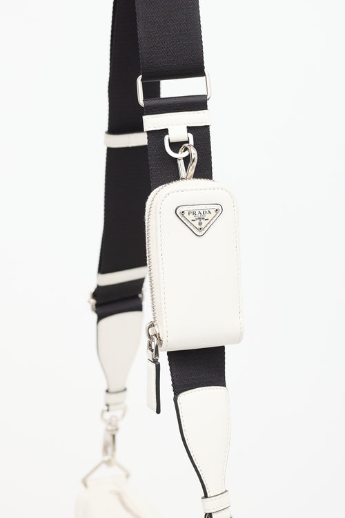 Prada White Leather Triangle Shoulder Bag