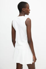 Prada White & Blue Floral Eyelet Top