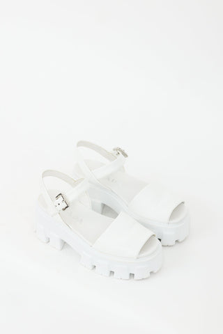 Prada White Patent & Rubber Extralight Platform Sandal