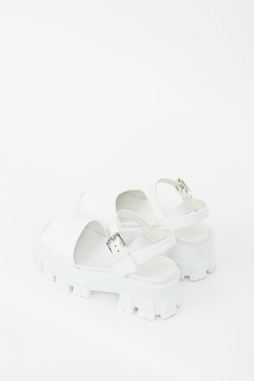 Prada White Patent & Rubber Extralight Platform Sandal