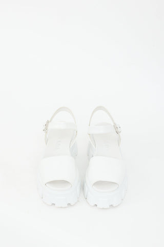 Prada White Patent & Rubber Extralight Platform Sandal