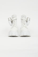 Prada White Monolith Leather Lug Sole Boot