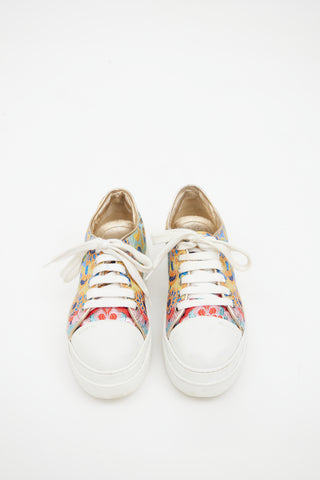 Prada White & Multicolour Floral Brocade Sneaker