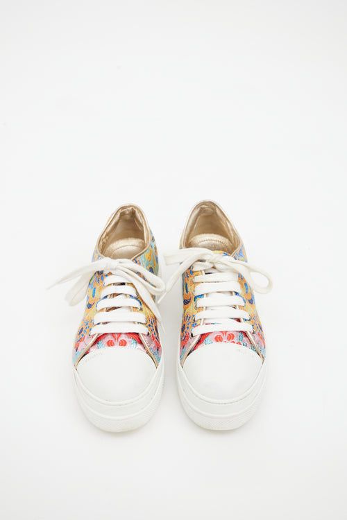 Prada White & Multicolour Floral Brocade Sneaker