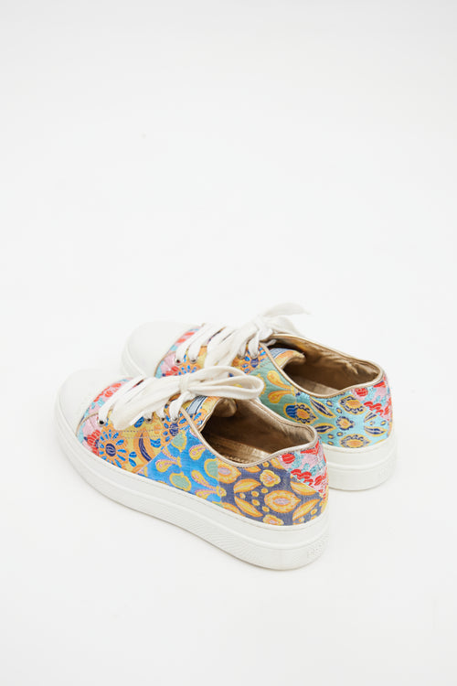 Prada White & Multicolour Floral Brocade Sneaker