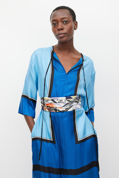 Prada White & Multicolour Pittoresque Silk Scarf