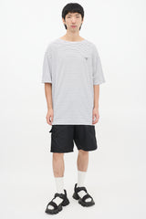 Prada White & Navy Striped Oversized T-Shirt