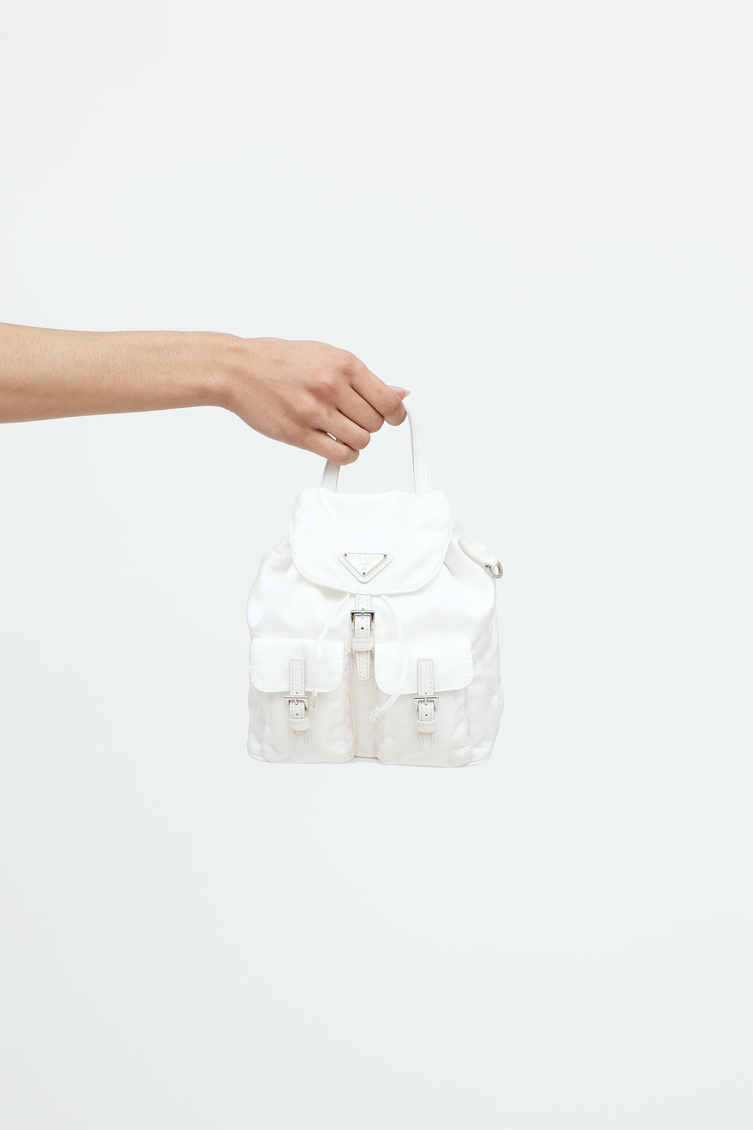 fake prada mini backpack with chain Prada // Re-Nylon Mini Vela Chain Backpack – VSP Consignment