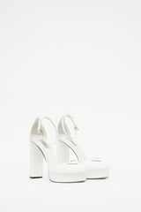 Prada White Platform Logo Pump
