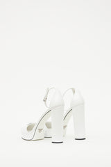 Prada White Platform Logo Pump