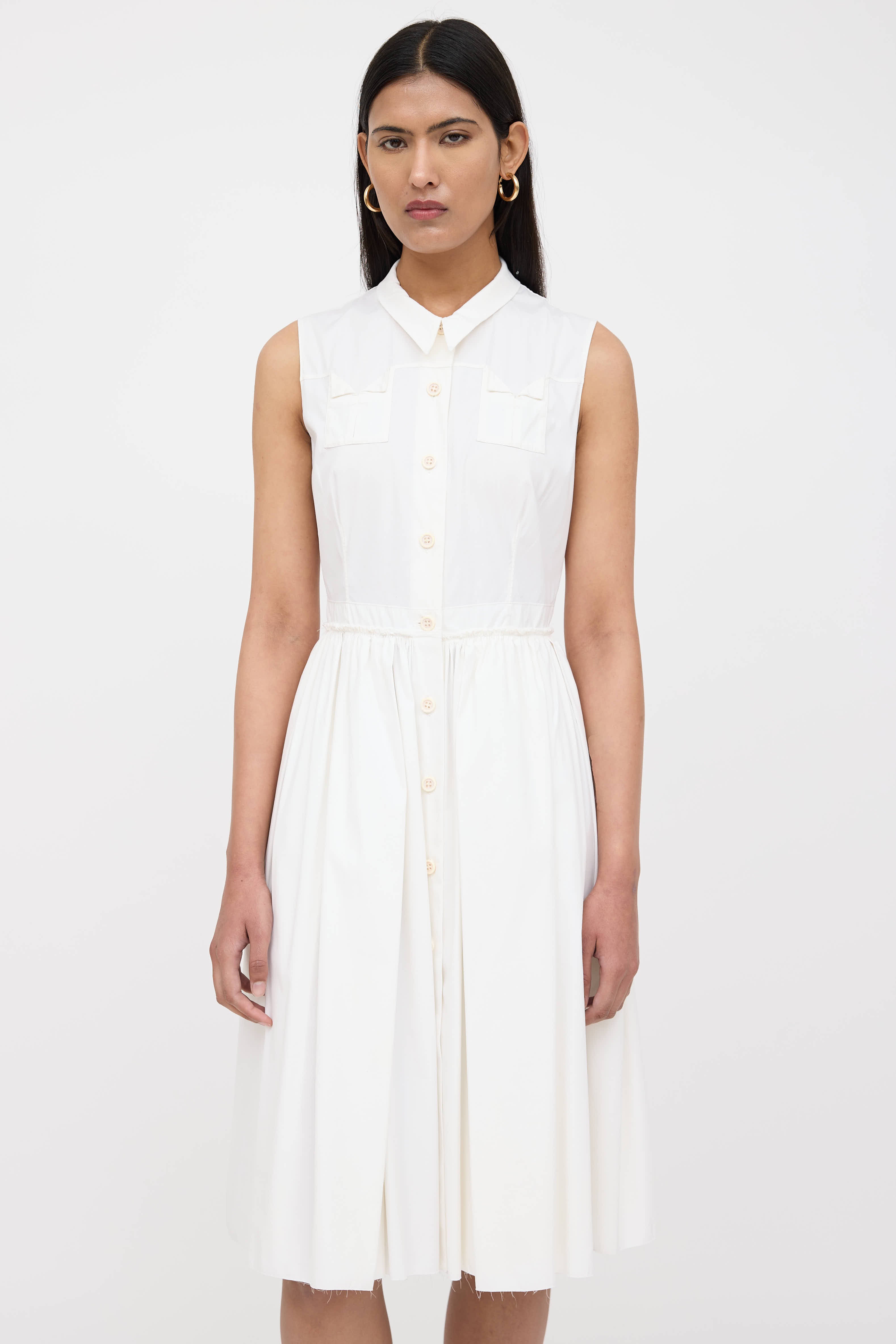 Prada // Poplin Pleated Shirt Dress – VSP Consignment