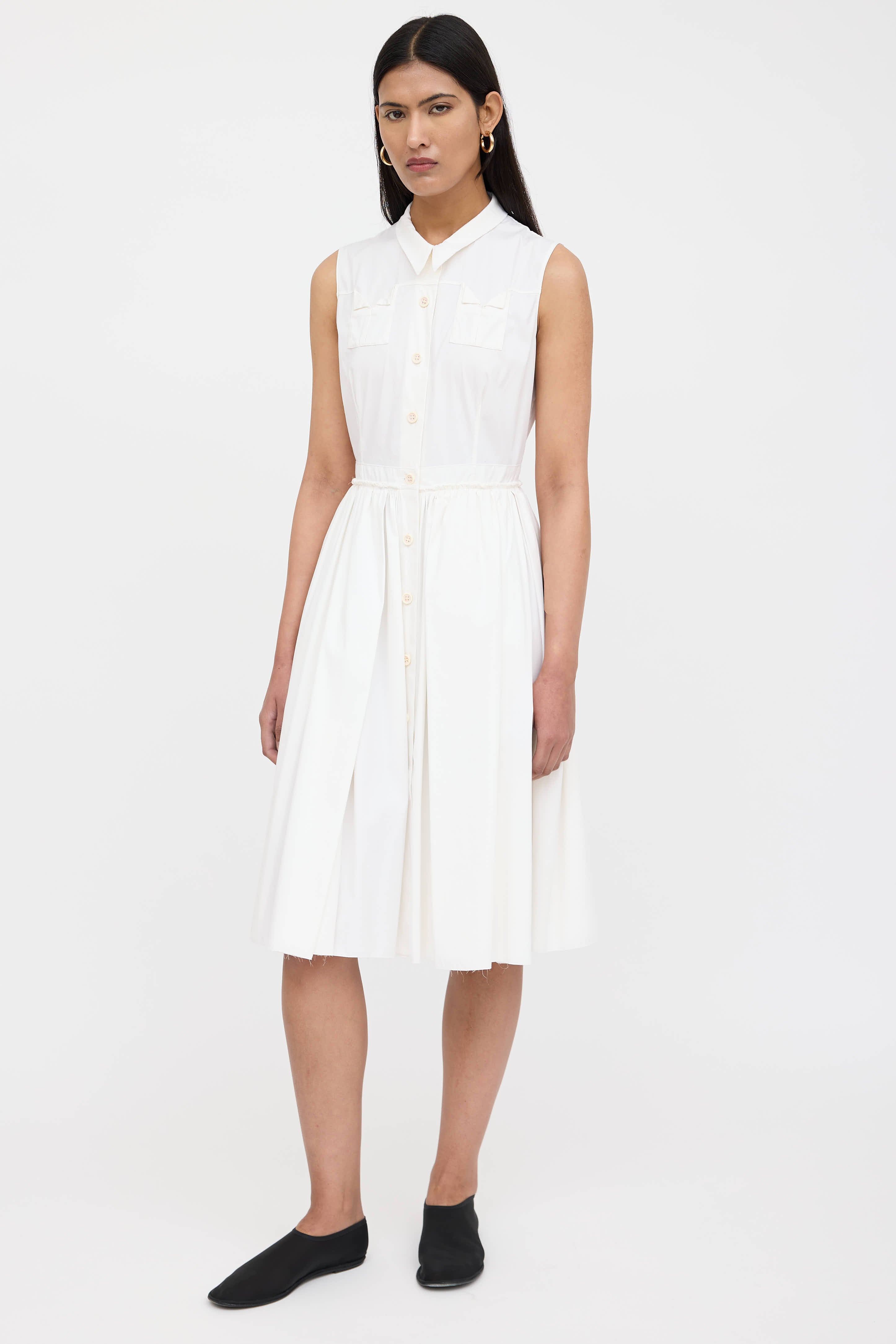 Prada // Poplin Pleated Shirt Dress – VSP Consignment Prada // Poplin Pleated Shirt Dress – VSP Consignment