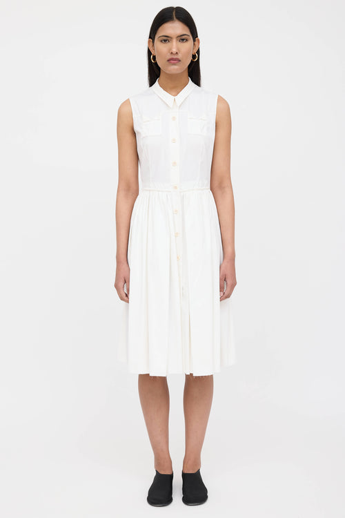 Prada Poplin Pleated Shirt Dress