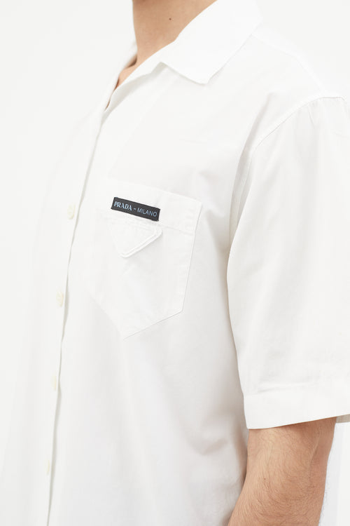 Prada White Poplin Logo Shirt
