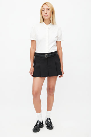 Prada White Short Sleeve Bow Shirt