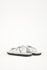 Prada White & Silver Leather Sandal