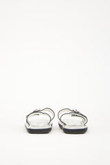 Prada White & Silver Leather Sandal
