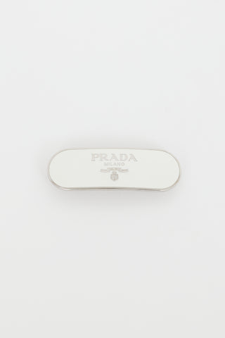Prada White & Silver Metal Hair Clip