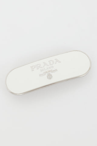 Prada White & Silver Metal Hair Clip