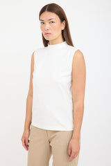 Prada White Sleeveless Mock Neck Top
