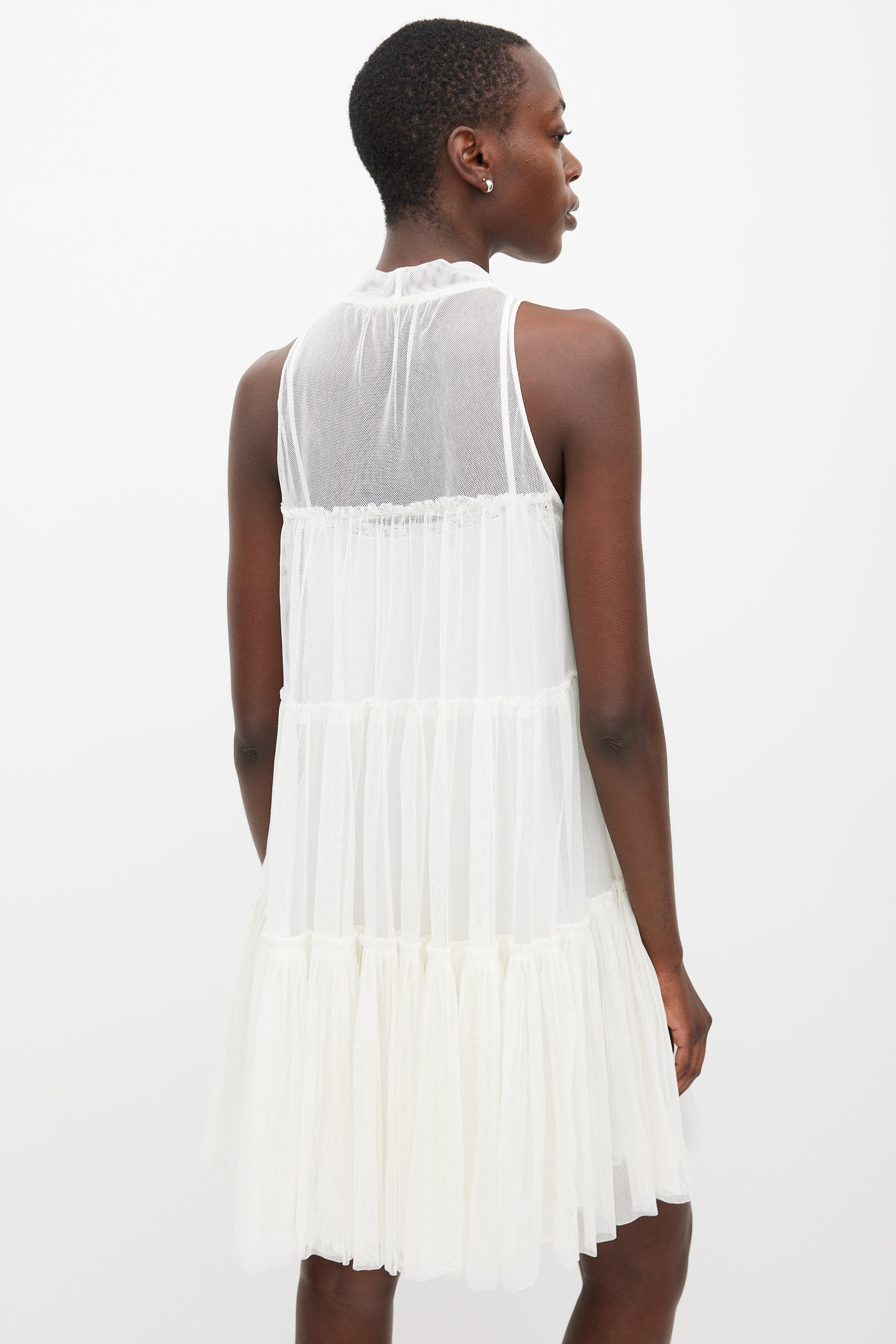 Prada // Tiered Mesh Logo Dress VSP Consignment Prada // Tiered Mesh Logo Dress VSP Consignment
