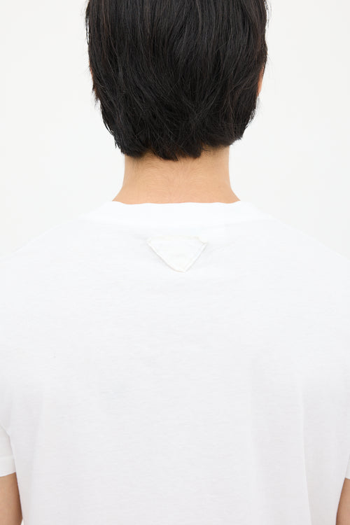 Prada White V-Neck Logo T-Shirt