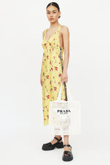 Prada Raffia Crochet Logo Tote Bag
