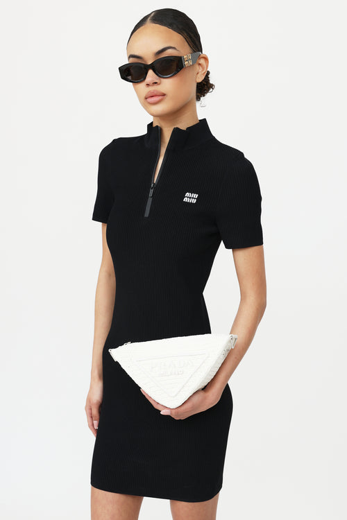 Prada Raffia Triangle Crossbody Bag