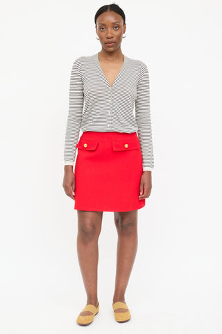 Prada Wool Knit Striped Cardigan