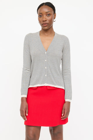 Prada Wool Knit Striped Cardigan