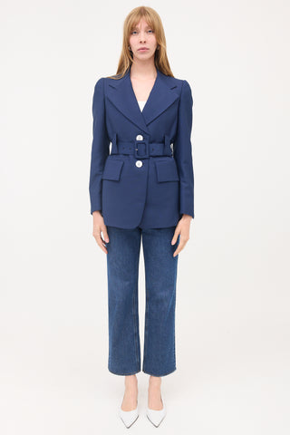 Prada Wool & Mohair Belted Blazer