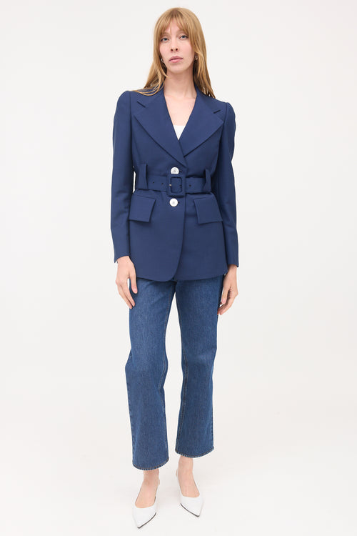 Prada Wool & Mohair Belted Blazer