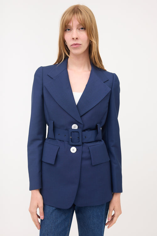Prada Wool & Mohair Belted Blazer